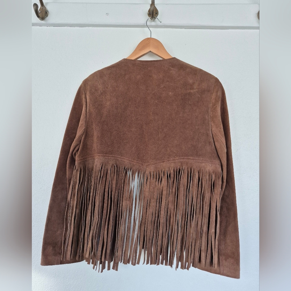 Vintage Suede Fringe Jacket Fits Womens Small - Picture 2 of 9